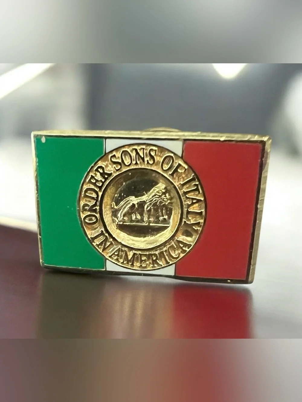 Source Unknown Tricolor and American Flag Cuff Links Set - Green Red Gold